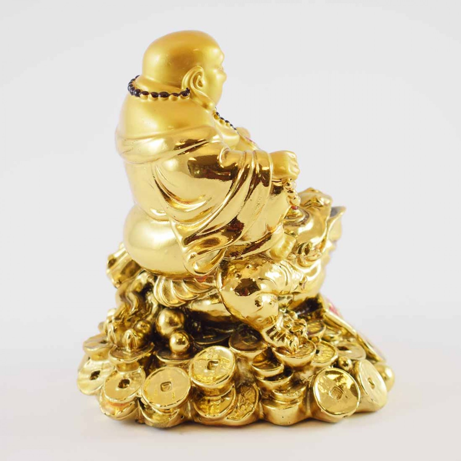 Handmade Golden Laughing Buddha Riding On Money Frog Sitting On A Bed